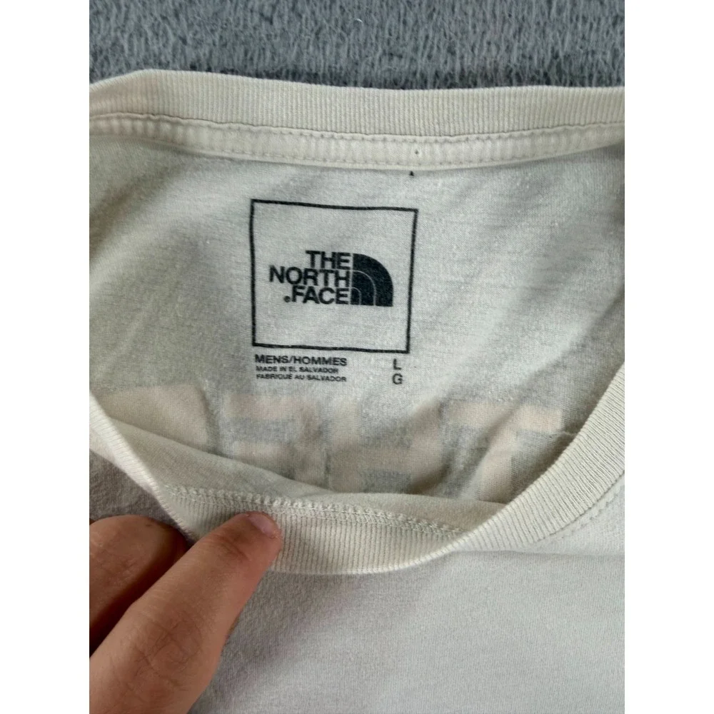 The North Face Never Stop Exploring Shirt Men's Large Beige Logo Short Sleeve